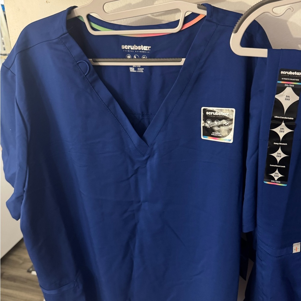 NEW Scrubstar Ultimate Women's 2XL/3XL Galaxy Royal Blue 2 pc. Uniform Scrub Set - Picture 2 of 6
